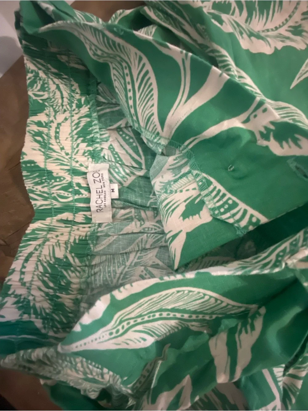 Rachel Zoe Green and White Leaf Print Kids One-Piece